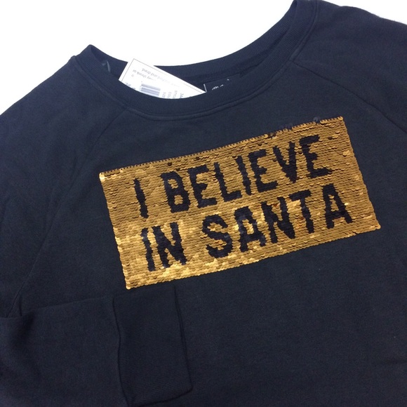 Made Right “I Believe in Santa/Pizza” Sweatshirt Christmas - Picture 4 of 8